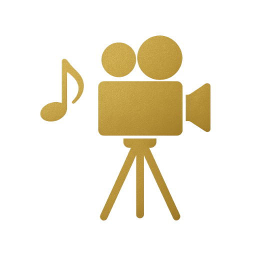 Icône caméra dorée – services photo et vidéo