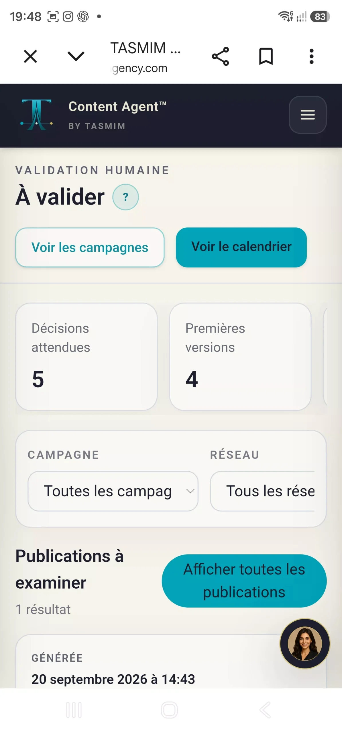 Validation de contenus Content Agent