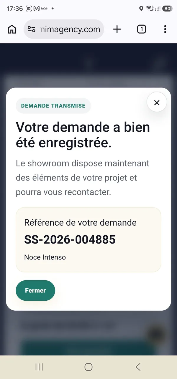 Confirmation de demande Smart Showroom